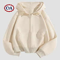 C&A连帽卫衣女春秋款2025小个子慵懒风连帽开衫春装卫衣 黑色 L