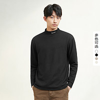 gxgjeans 冬季半高领磨毛打底衫长袖针织男式T恤男青少年