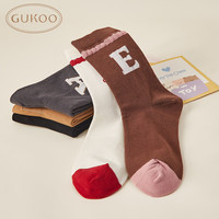 果壳（Gukoo）女士袜子组合装纯色长袜舒适透气卡通条纹袜子女多双装Q 组合一 5双 均码