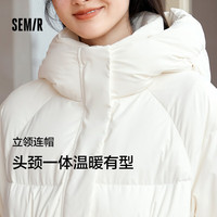 森马 Semir（emir）羽绒服女中长款宽松插肩袖简约保暖冬季三防连帽外套101723113028