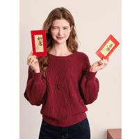 betu百图立体花朵灯笼袖毛衣女套头2025年春季慵懒风针织衫