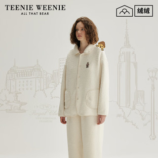 TEENIE WEENIE经典泰迪小熊女士家居服套装加绒加厚亲肤保暖套装2024秋冬新款 月牙白 L 【建议169-175cm/135-150斤】