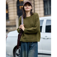 德玛纳(dme)24秋新款美拉德可可咖显白复古慵懒风圆领针织衫复古休闲风