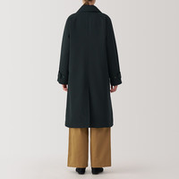 无印良品（無印良品 MUJI）女式 不易沾水 双排扣大衣 风衣外套女秋季中长款 24年秋 黑色 S 155/80A