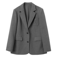 三彩2024秋季设计感西装外套口袋单排扣垫肩西服宽松时尚女 深邃灰 L 165/88A 165/88A/L