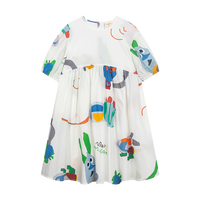 马·拉丁（M.Latin）/童装儿童24夏新款满印公主袖大童女童短袖连衣裙 花红色 110cm