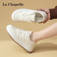 拉夏贝尔（La Chapelle）厚底板鞋女秋季百搭厚底休闲小白鞋低帮软底轻便运动鞋子女