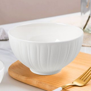 华青格高颜值2025浮雕素雅花瓣家用釉下彩饭碗汤碗菜盘蒸鱼盘餐具 素雅花瓣5英寸碗4只装