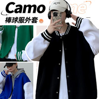 回力（Warrior）重磅加绒棒球服男士加绒保暖发热加厚外套男款潮牌LOGO夹克外套