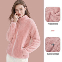 CAMEL骆驼户外珊瑚绒抓绒衣女 秋冬保暖加厚防静电冲锋衣内胆夹克 乳白,A0W145175H M