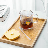 乐唯诗 NERVISHI）ins方形玻璃杯带把手家用 竖纹方形吸管杯 420ml 1只