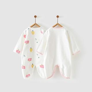 0-6个月宝宝连体衣四季纯棉婴儿衣服家居内衣蝴蝶哈衣2件装