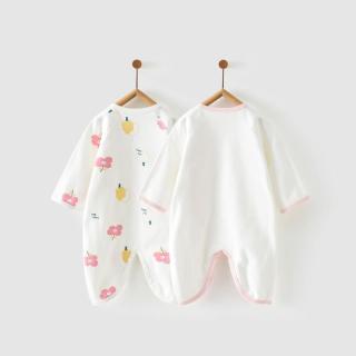 0-6个月宝宝连体衣四季纯棉婴儿衣服家居内衣蝴蝶哈衣2件装