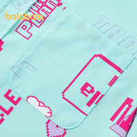 巴拉巴拉【麻烦星球IP】巴拉巴拉童装男童衬衫短袖衬衣夏装儿童女童薄款潮 绿红色调00346 130cm