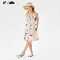 马·拉丁（M.Latin）/童装儿童连衣裙24夏女大小童满地图案吊带裙 花米咖色 110cm