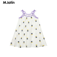 马·拉丁（M.Latin）/童装儿童连衣裙24夏女大小童满地图案吊带裙 花白色 90cm