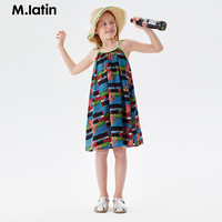 马·拉丁（M.Latin）/童装儿童连衣裙24夏女大小童满地图案吊带裙 花红色 100cm