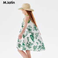 马·拉丁（M.Latin）/童装儿童连衣裙24夏女大小童满地图案吊带裙 花绿色 110cm