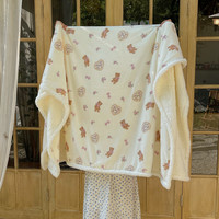 雅鹿毯子午睡办公室沙发毯空调珊瑚绒毛毯加厚冬季小盖毯秋冬四季通用 花束熊【多功能盖毯】 100*150cm【披肩/车载/午休毯】