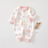 艾咪艾咪婴儿连体衣春秋款纯棉无骨长袖女宝宝连身衣秋冬季贴身打底衣睡衣