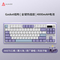 黑爵 AK870三模客制化机械键盘 全键热插拔 Gasket结构RGB 原厂PBT三拼键帽 原厂紫白蓝带屏 风信子轴