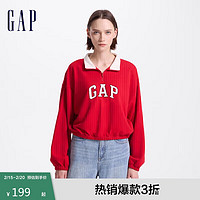 Gap 女装2024初秋新款法式圈织毛巾绣logo立领卫衣休闲上衣637674