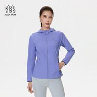 /可隆 KOLON SPORT针织夹克 女子弹力连帽印花接触凉感UPF50+防晒衣外套 LKJK5MNT10-IS 蓝紫色 2XL 180/100A