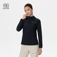 /可隆 KOLON SPORT针织夹克 女子弹力连帽印花接触凉感UPF50+防晒衣外套 LKJK5MNT10-BK 黑色 2XL 180/100A