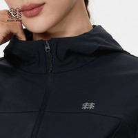 /可隆 KOLON SPORT针织夹克 女子弹力连帽印花接触凉感UPF50+防晒衣外套 LKJK5MNT10-BK 黑色 L 170/92A