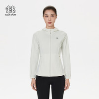 /可隆 KOLON SPORT针织夹克 女子弹力连帽印花接触凉感UPF50+防晒衣外套 LKJK5MNT10-CR 淡鹅黄 M 165/88A