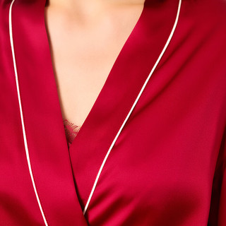 丝界真丝单件睡袍女桑蚕丝新娘晨袍本命年红色家居服睡衣商场同款