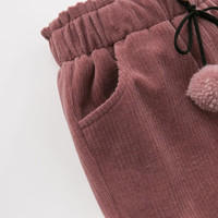 戴维贝拉【奥莱特卖】加绒女童休闲裤秋冬装女宝宝灯芯绒裤子 橡皮粉 80cm(24M(身高73-80cm))