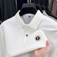 2025春秋季男中青年高端长袖刺绣POLO衫翻领商务休闲T恤上衣