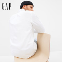 Gap男装2025春季纯棉基础款翻领长袖衬衫多色上衣美版422488 白色 XL 美码 2XL亚洲码185/108A