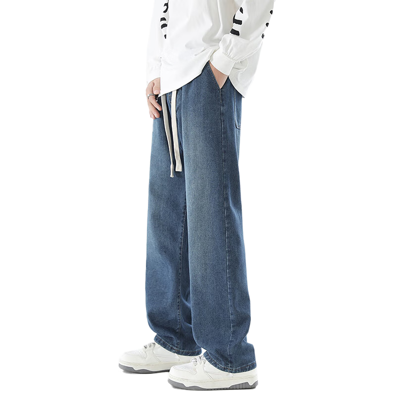 viishow水洗牛仔裤男简约复古休闲宽松百搭直筒潮牌cleanfit阔腿裤子