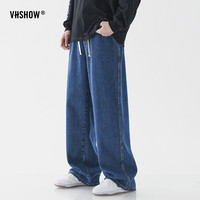 viishow美式复古基础百搭大码休闲长牛仔裤男士潮牌ins百搭直筒宽松阔腿 深蓝 XXXL