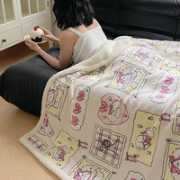 雅鹿毯子午睡办公室沙发毯空调珊瑚绒毛毯加厚冬季小盖毯秋冬四季通用 小可爱粉 70*100cm【办公/盖腿毯】