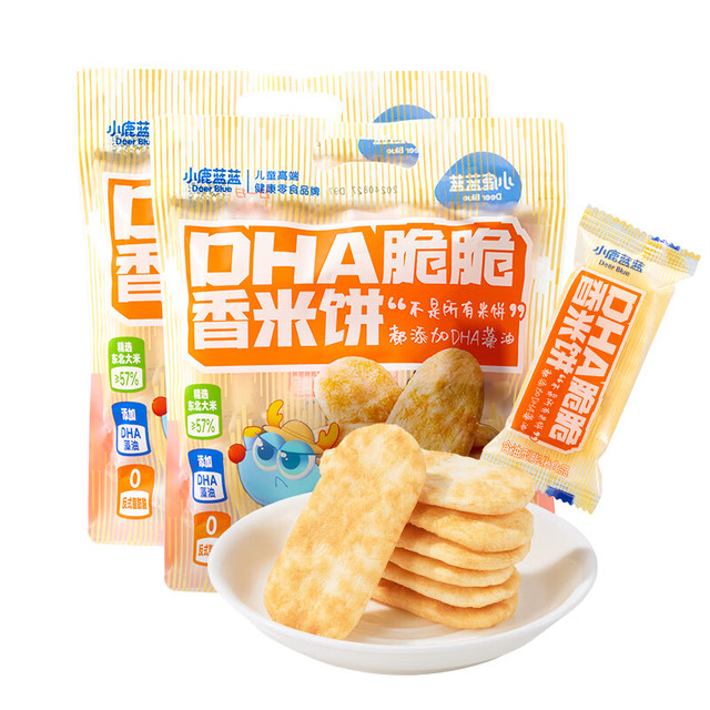 移动端、京东百亿补贴：小鹿蓝蓝 DHA高钙脆脆香米饼2袋（拍2共4袋）