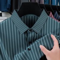 2025春秋季无痕色织竖条纹衬衫轻奢男士长袖正装商务休闲衬衣