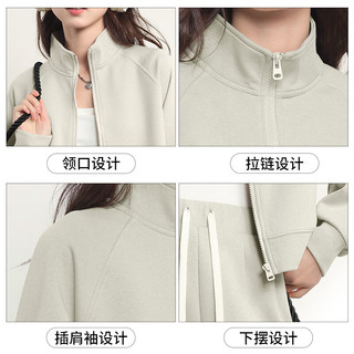 MJ STYLE运动套装女2025春季通勤休闲卫衣阔腿裤搭配一整套早春两件 灰绿纯色/灰绿纯色
