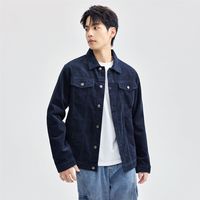 纯棉工装口袋翻领梭织夹克外套男士
