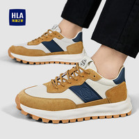 海澜之家（HLA）休闲鞋男透气拼色阿甘鞋厚底增高鞋猪皮板鞋跑步运动鞋子0164