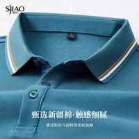 圣吉奥春秋长袖翻领男士polo纯色商务休闲中青年上衣男