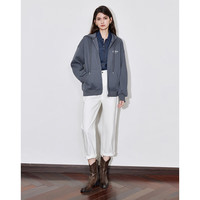 初语字母印花连帽卫衣女2024年秋冬宽松显瘦加绒外套 深灰色-复古字母 XL