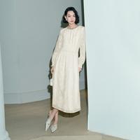 重工立体绣花气质天丝莱赛尔长袖连衣裙2024春装裙子