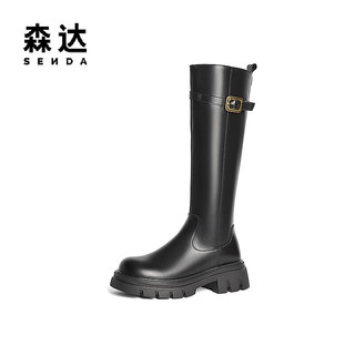 森达骑士靴女款冬季厚底增高显瘦长筒过膝靴ZTE47DG4
