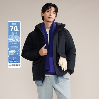 new balance BALANCE 短款鸭绒羽绒服24年男女同款简约保暖连帽外套AMJ43359 BK XL