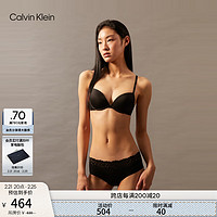 Calvin Klein 卡尔文·克莱恩 内衣24秋季女士ck字母肩带聚拢提托厚垫性感深V文胸QF7578AD UB1-太空黑 36C