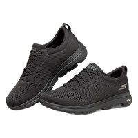斯凯奇(Skechers)男鞋夏季软底网面鞋2025新款轻便透气休闲一脚蹬穿脱黑色运动鞋男 BBK 42.5