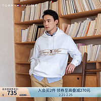 TOMMY HILFIGER 24秋冬男装美式金线签字刺绣卫衣78JA837 白色YCI XS